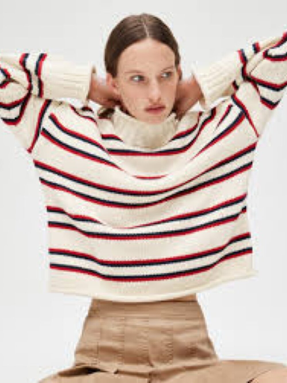 J. CREW 2025 Rollneck Sweater in Cream Stripe - Picture 2 of 7